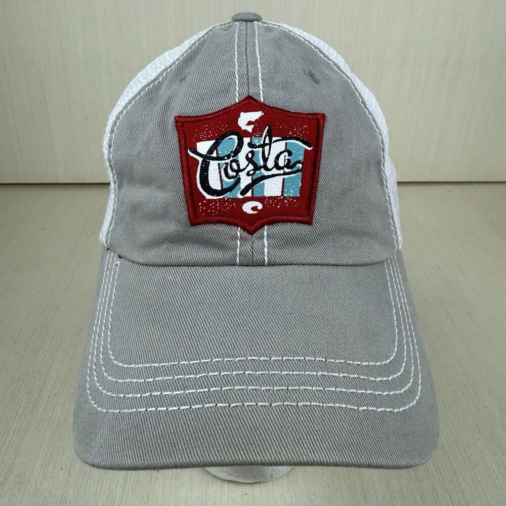 Costa Del Mar Hat Cap Strapback Mesh Trucker  Adjustable Gray White